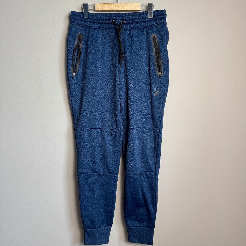 Spyder Active Men's Elastic Waist Fleece Jogger Sweatpants‎ Blue Medium Athletic